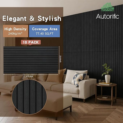 AUTORIFIC Wood Veneer Sound Panels, 10 Pack 47.2”x23.6” Wall Panels, Decorative