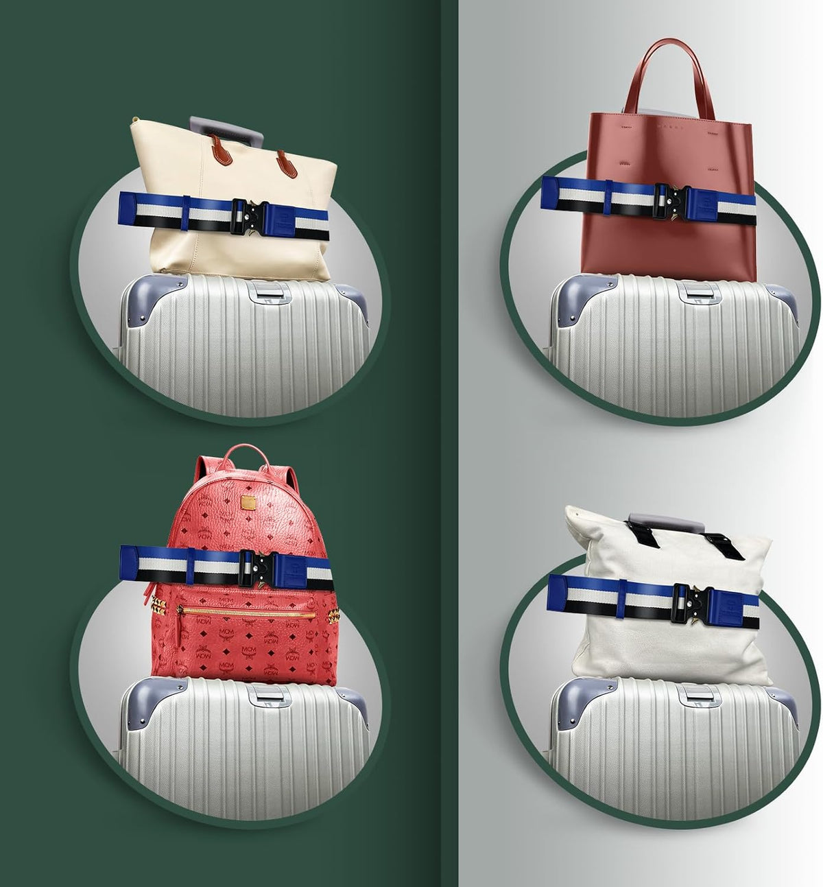 Luggage Straps for Carry On, Vethers Add a Bag Travel Belt, Hands Free Luggage Helper, Adjustable and Stylish Belt with Metal Buckles for Second Bag, Tote, Airport Travel Accessory (Royal)