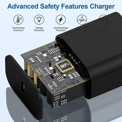 iPhone 16 15 Fast Charger and 10ft Type C to C Cable Cord Long,20W USB C Charging Block for Apple iPhone 16 Pro/16 Plus/15 Pro Max/15/iPad Wall Plug Power Adapter Cube Brick 12.9/11/Air 4th/6 Gen/Mini