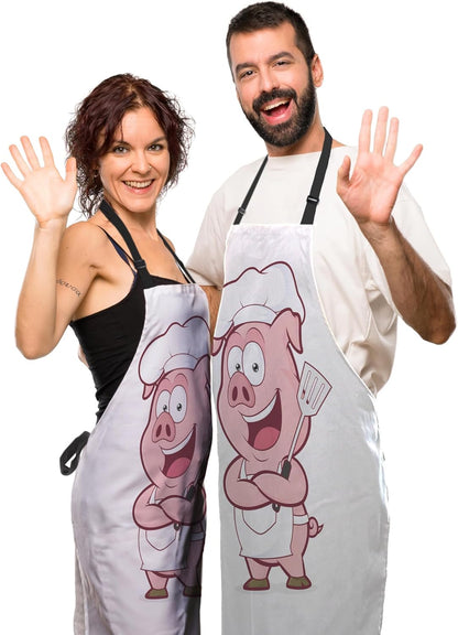 Kitchen Apron for Men Pig Chef Women Aprons for Cooking Restaurant BBQ Painting Crafting Gardening 27” (W) x 31” (H), Waterproof Apron