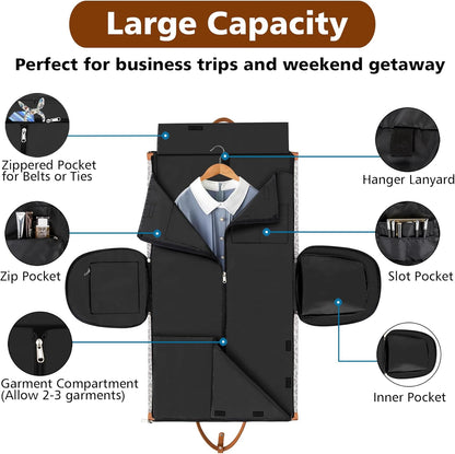 Convertible 2-in-1 Garment Bags for Travel, Carry On Garment Duffle Bag With Shoe Compartment Large Weekender Bag for Women Men Hanging Suitcase Suit Travel Duffel Overnight Bags 4pcs Set