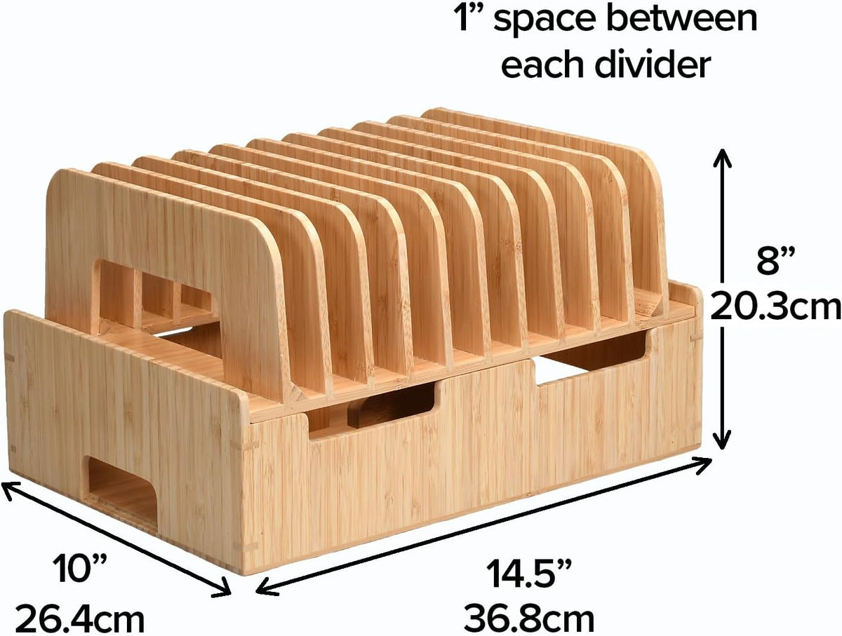 MobileVision Bamboo 12-Port Charging Station & Docking Organizer for Smartphones & Tablets, Family-Sized, for use in Corporate Offices & Classrooms