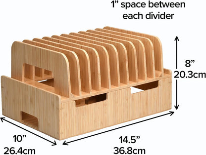 MobileVision Bamboo 12-Port Charging Station & Docking Organizer for Smartphones & Tablets, Family-Sized, for use in Corporate Offices & Classrooms