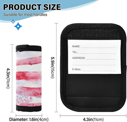 Watercolor American Flag Red 2 Pack Luggage Handle Wraps Covers for Suitcase Identifiers Bag Tags Travel Accessories