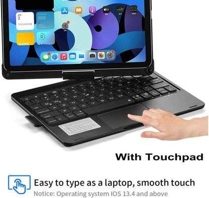360° Rotatable Keyboard Case for iPad Air 13 inch (M3/M2-2025/2024)/Pro 12.9 (6th, 5th, 4th, 3rd Gen) with TouchPad, Backlits Aluminum Alloy Smart Case with trackpad Keyboard, Black
