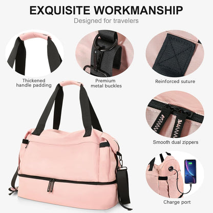 Gym Bag for Men Women, Tactical Travel Duffel bag with Removable Dividers & Shoe Compartment, Weekender Carry on Bag with Toiletry Bag, Overnight Range Bag for Workout Soccer Yoga Gym