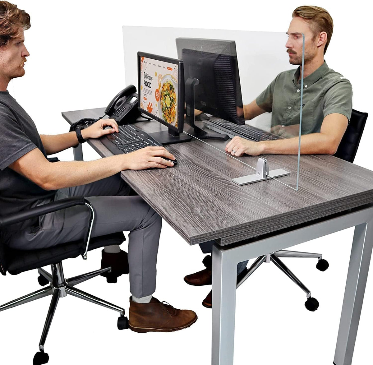OBEX Acrylic Free Standing Screen, Divider for Desk Privacy Home & Office Partitions for Table Top Workstation, Portable Cubicle Panel for Work, 18" x 60", Clear