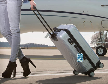 Leopard Print Suitcase Tag Animal Skin Safari Wildlife Turquoise Luggage Tags Label Cruise Instrument Bag Case Tags, 1 Pack