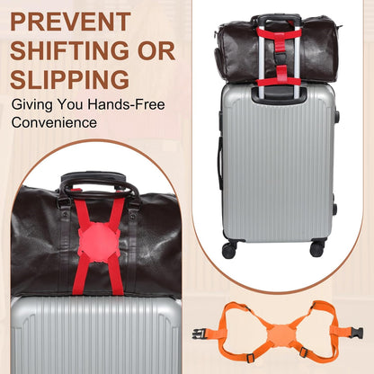 MECCANIXITY Luggage Strap Bag Bungee Elastic Suitcase Adjustable Belt for Suitcases Add A Bag Easy to Travel, Orange