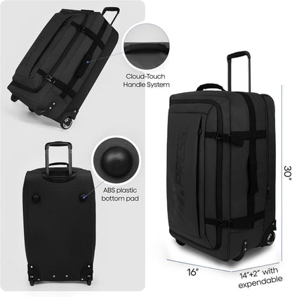 30'' Expandable Rolling Duffle Bag with Wheels,Expandable For Up to 15% More Space,Rolling Duffle Bag w/Handle,Carry on Luggage Travel Duffle Bags for Man Women#Black