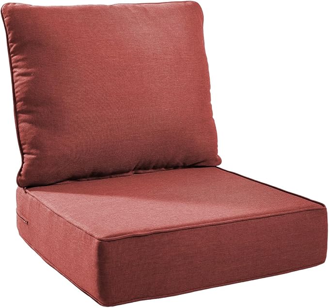 6" Thick Outdoor Chair Cushions - 22"* 24" Patio Furniture Cushions with Water Resistant & Removable Cover, 28D High Density Sponge Patio Cushion for Outdoor Furniture Couch Chair Red