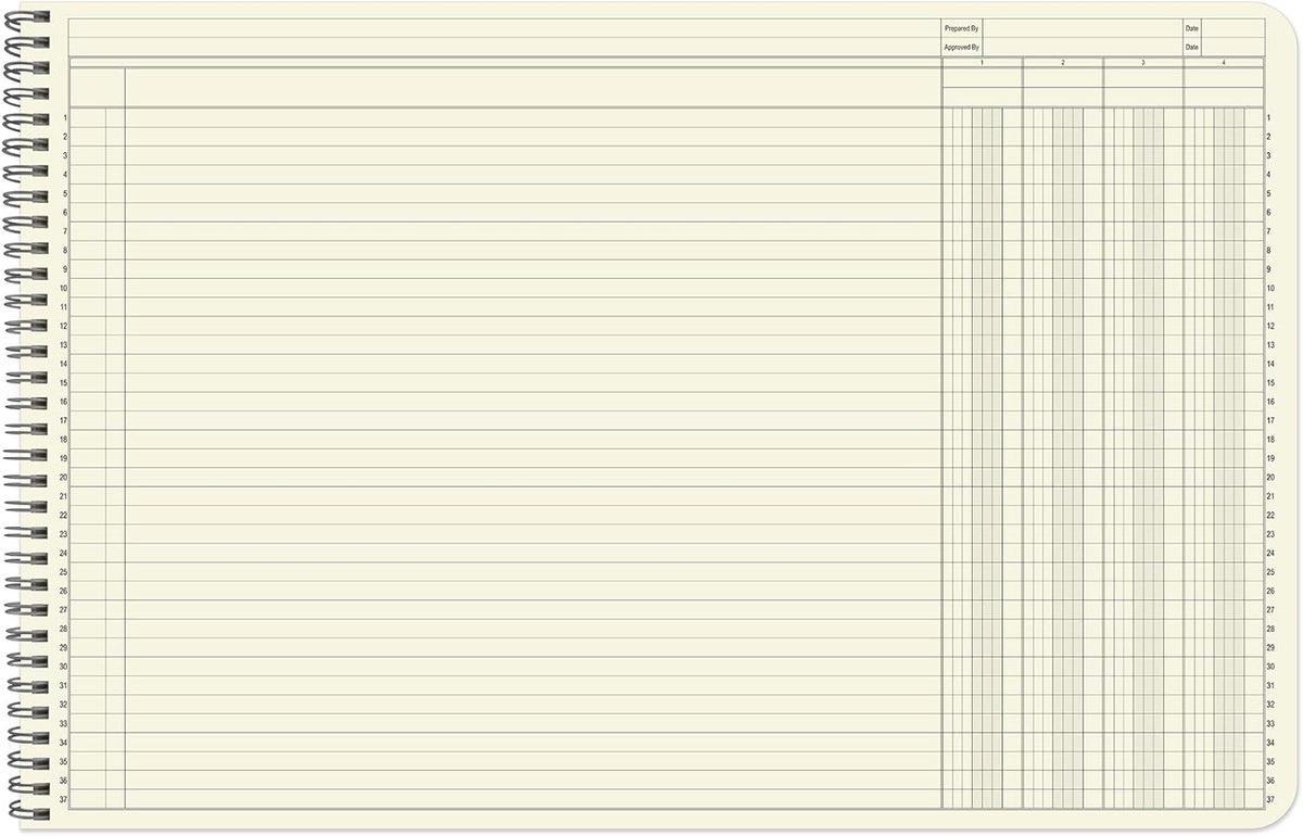 BookFactory Accounting Ledger Notebook/Large 4 Column Accounting Ledger Columnar (Four Columns) Log Book - 17'' x 11'', 100 Pages, Wire-O Landscape Format (LED-100-CLCW-PP(17x11-Ledger-4)-AX)