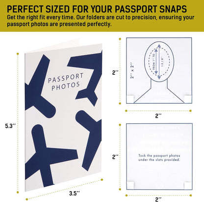 LOSTRONAUT 150-Pack Passport Photo Organizer Folder with Pockets & Compartments for 2x2 Print, Picture Display, Travel Document Organizer - Small Business Supplies - Passport Holder for Travel