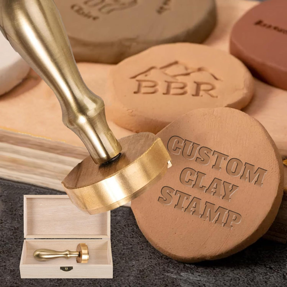Custom Pottery Stamps for Clay Personalized Pottery Tool Kit Stamp with Own Design Signature Letters Gift for Potters DIY Lovers-3"