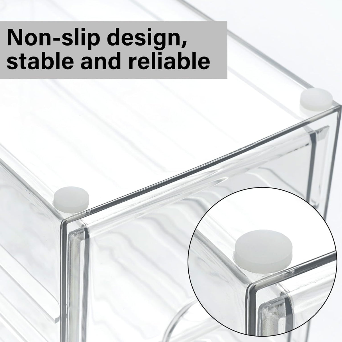 Prsildan Acrylic Drawer Makeup Organizer with 10 Drawers, Set of 2 Office Desk Organizers Accessories, Clear Stackable Storage Drawers for Vanity, Countertop, Craft, Jewelry, Art Supply Organization