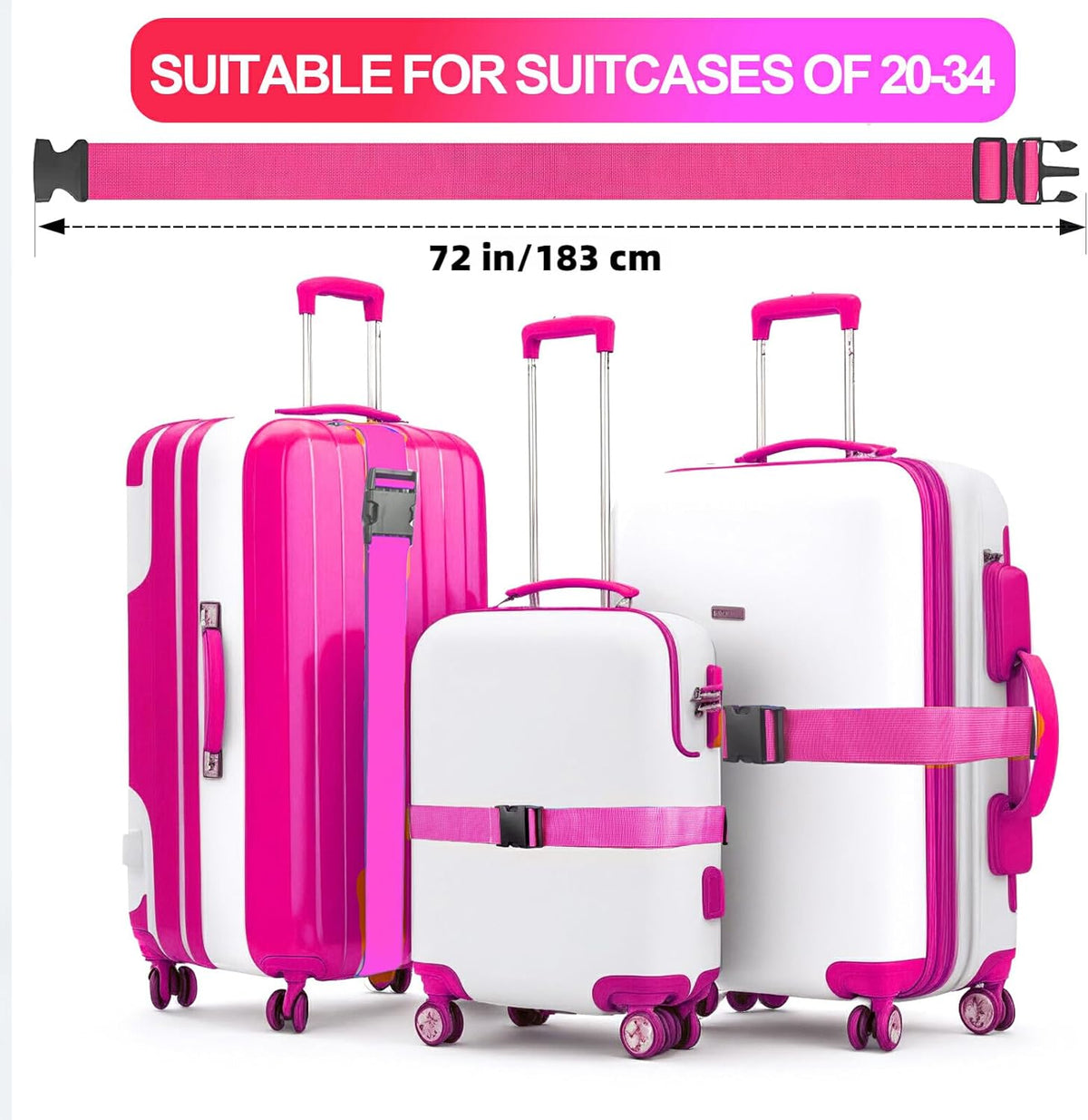 Luggage Straps for Suitcases TSA Approved, Travel Belt Suitcase Belt, Suitcase Straps TSA Approved, Luggage Belt Strap TSA Approved, Travel Straps for Luggage, Luggage Band Bag Straps, Pink