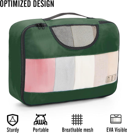 Veken 8 Set Packing Cubes for Travel Essentials, Suitcase Organizer Bags in 4 Sizes, Carry-On Luggage Accessories with Large Laundry & Hanging Toiletry Bag, Must-Have for Airplane, Road Trip & Camping