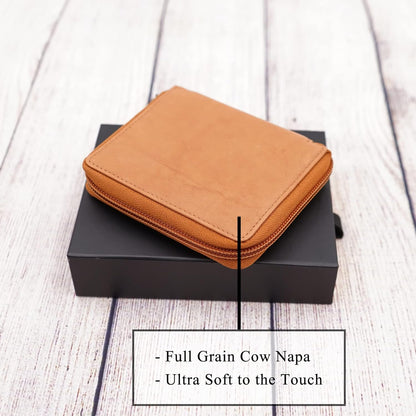 ag wallets Wallets Mens Zip Around Leather Wallet with Inserts (Tan Napa)