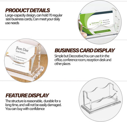 Custom Business Card Holder Desk-Personalized Engraved Wooden Business Card Case Holder, Customized Name Logo Business Card Display Gifts for Men Women (Acrylic-Horizontal)