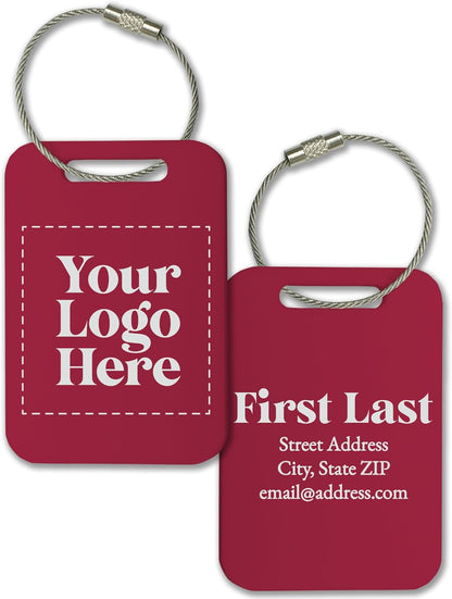 Personalized Logo Name Tag for Luggage (3 or 6 Count Pack) | Custom Tag for Suitcase | Acrylic Name Tag for Travel | Choose Your Font & Color | Backpack ID Label (Logo, Magenta)