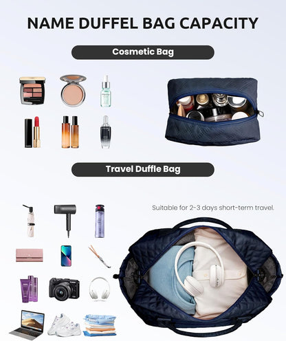 Gifts for 7 8 9 10 11 12 13 14 15 16 Year Old Girls-Initial Duffle Bag with Shoe Compartment, Personalized Weekender Bag, Overnight Bags for Women, Travel Bag with Makeup Bag (Letter J)