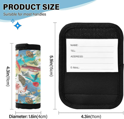 4Pcs Luggage Handle Wrap Suitcase Identifier Handle Covers Tags Soft Travel Bags Luggage Handle Gripper Accessories for Airplane Flying Cuban Print