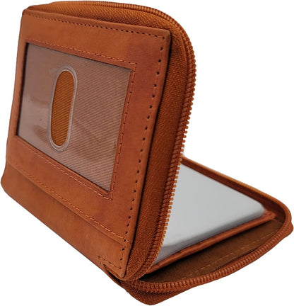 ag wallets AG Wallets Mens Zip Around Leather Wallet with Inserts (Marmalade Tan)