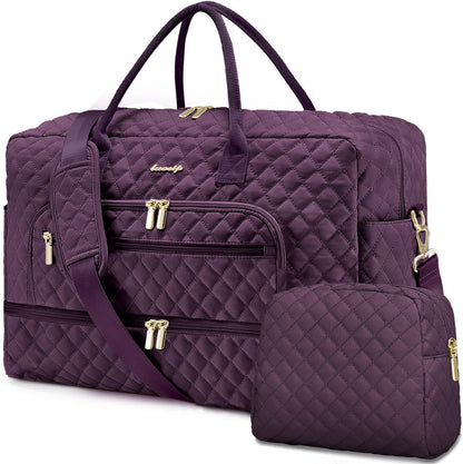 Travel Duffle Bag Weekender for Women - Carry-On Overnight Bag Personal Item Bag with Shoe Compartment & Wet Pocket Large Weekend Tote Bags with Toiletry Bag Hospital Bags for Labor and Delivery