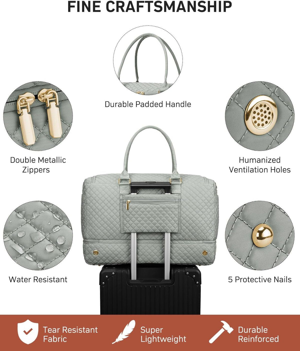 Travel Duffle Bag, Weekender Bags for Women with Shoe Compartment, Overnight Bag with Toiletry Bag, Carry On Duffel Bags For Airplanes, Yoga Gym Duffel Bag, Dark Green
