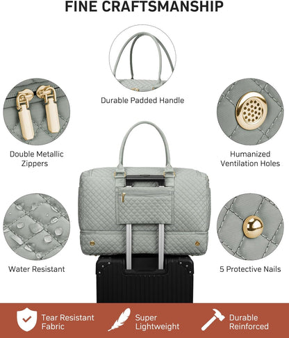 Travel Duffle Bag, Weekender Bags for Women with Shoe Compartment, Overnight Bag with Toiletry Bag, Carry On Duffel Bags For Airplanes, Yoga Gym Duffel Bag, Dark Green
