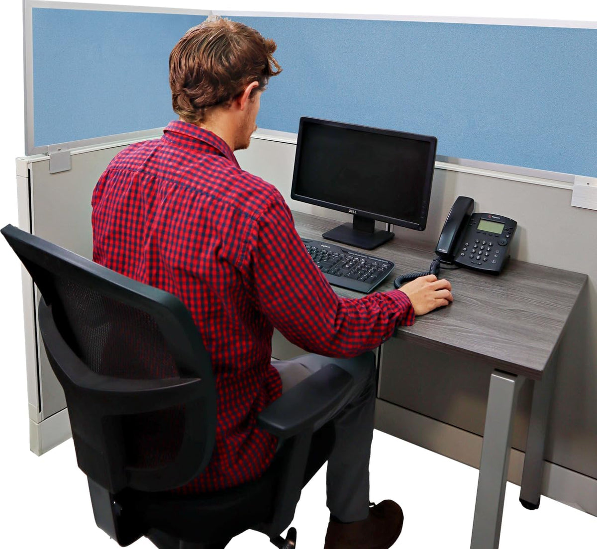 OBEX Acoustical Cubicle Privacy Screen Extender Desk Panel & Office Divider, Add Separation & Block Noise, 12" x 42", Twilight