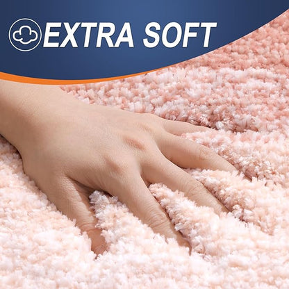 OLANLY Bathroom Rugs Mat 30x20, Extra Soft Absorbent Microfiber Bath Rugs, Rubber Backing, Quick Dry, Machine Washable Bath Mats for Bathroom Floor, Tub and Shower, Home Decor Accessories, Peach