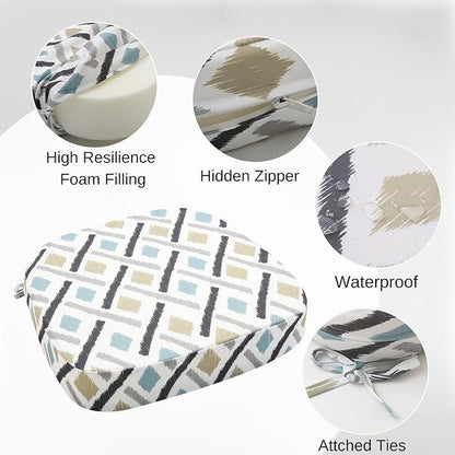 idee-home Outdoor Chair Cushions Set of 2, 19" x 19" x 3" Thick D-Shaped Patio Furniture Outdoor Seat Cushions Waterproof with Ties, Dining Pads