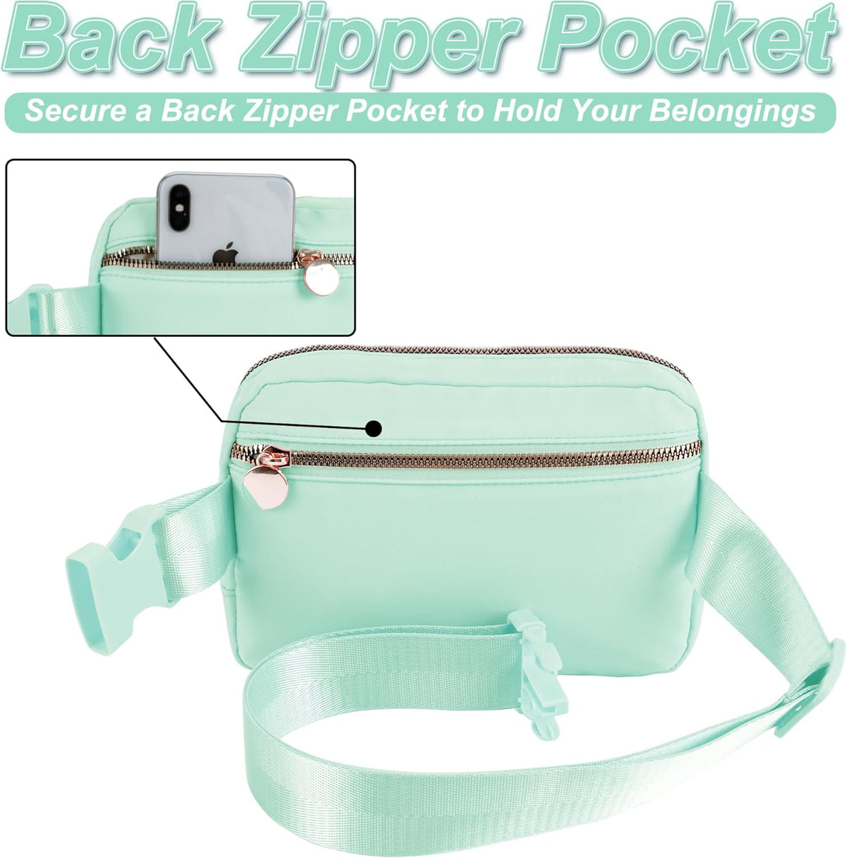 Belt Bag Fanny Pack Crossbody Bags with Initials Letter Patch Cute Stuff Birthday Gifts for Teenager Girls Trendy Stuff for Teens | Light Green,B