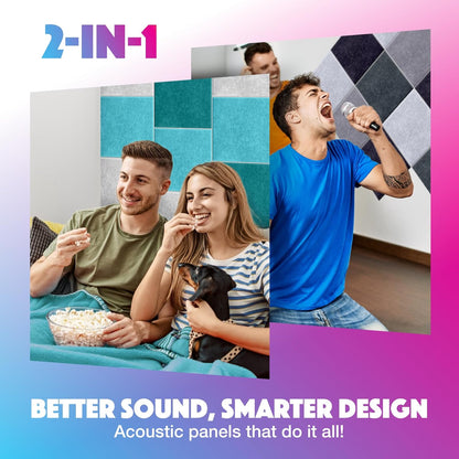 18 Pack Acoustic Panels Self Adhesive Sound absorbing Wall Panels, High Density Dampening Panel, 12X12X0.4 Inch Square Wall Panels in Home,Office,Reccording Room,Studio (Sky Blue)