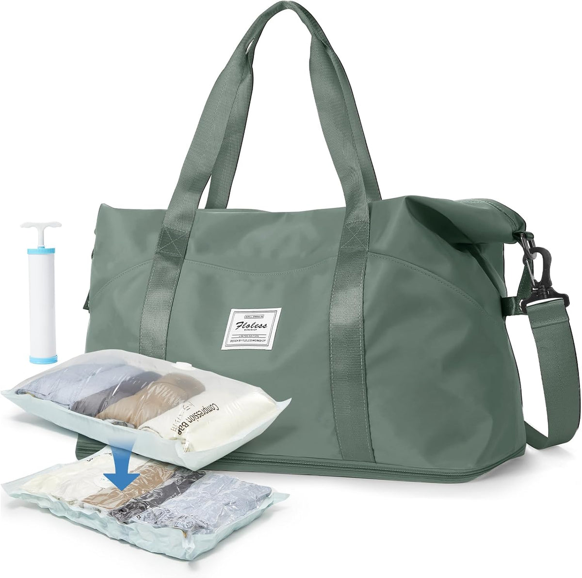 Travel Duffel Bag, Sports Tote Gym Bag, Shoulder Weekender Overnight Bag for Women