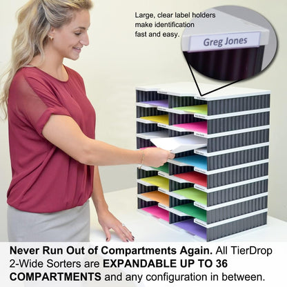 Ultimate Office TierDrop Standard 4-Compartment (add-on Module) - Sorts Documents, Forms & Mail - Durable Construction Features Expandable, Modular, No-Tool Assembly Design (Gray w/Black)