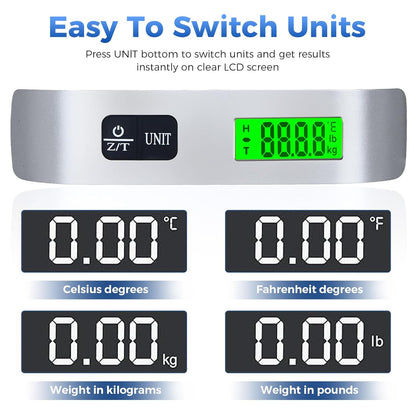 Digital Luggage Scale, WGGE Travel Luggage Weight Scale, Max 110lbs/50kg Baggage Scale with Backlit LCD Display