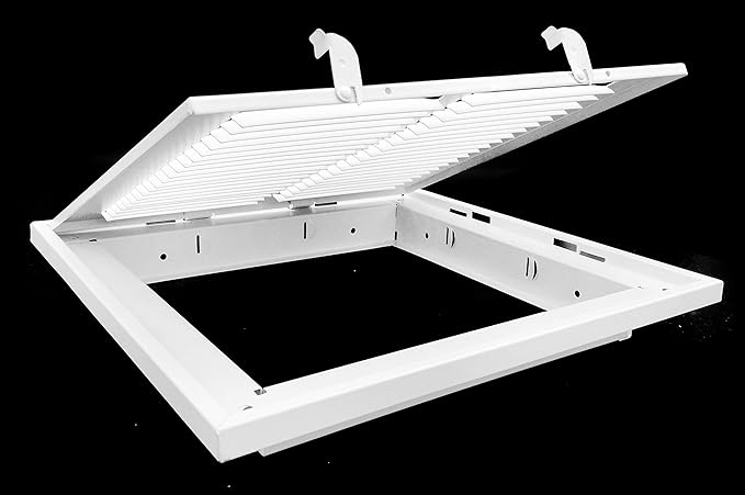 HVAC Premium 20" X 24" Steel Return Air Filter Grille for 1" Filter - Fixed Hinged - HVAC Duct Cover - Flat Stamped Face - White [Outer Dimensions: 22 5/8"w X 26 5/8"h]