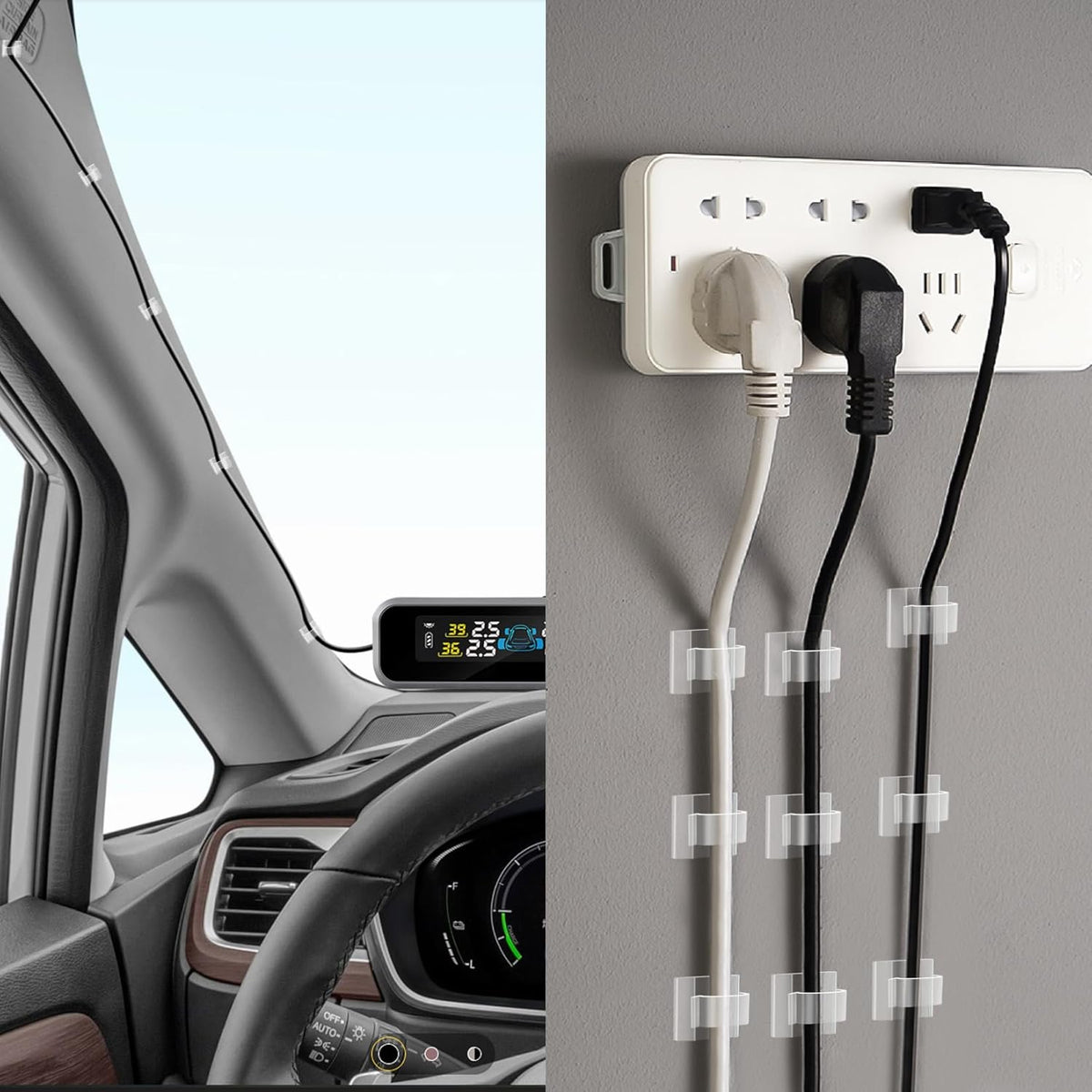120PCS XHF Adhesive Cable Wire Clips Clear, Cable Holder Staples Outdoor Cable Management Wire Organizer Cord for Under Desk, Car, Wall, TV PC Ethernet Cable