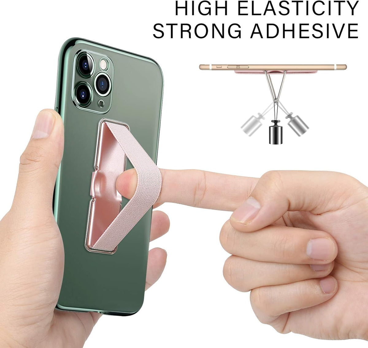 Phone Grip, 5 Pcs Phone Strap Holder for Hand Phone Loop Finger Holder Suitable for iPhone Samsung and Most Smartphones(Black, Silver,Rose Gold,Gold,Blue 5PCS)