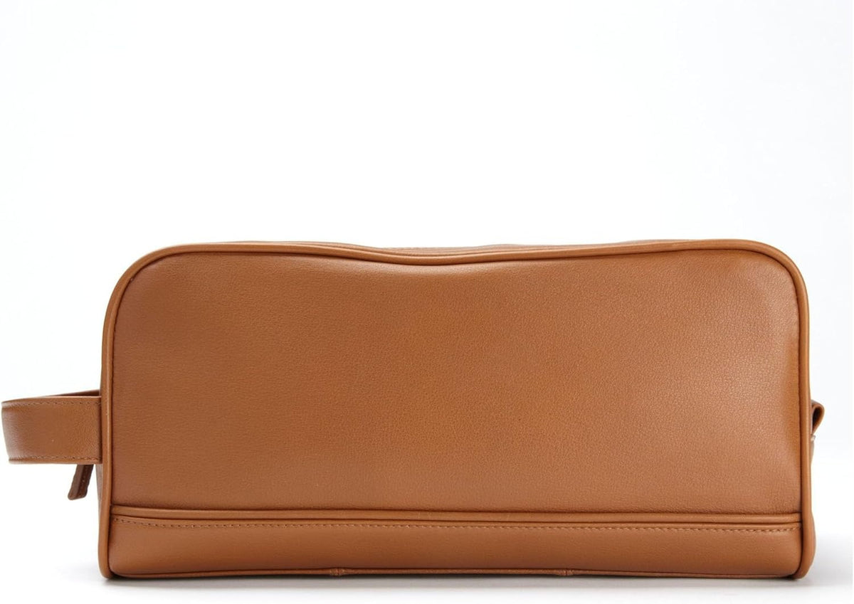 Leatherology Cognac Double Zip Toiletry Bag