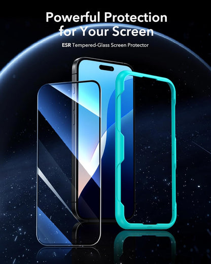 ESR 3 Pack for iPhone 16 Plus/iPhone 15 Plus Screen Protector, [9H Hardness] [Military Grade Shatterproof] Full Coverage Tempered Glass Film with Easy Installation Tool, HD Clear, Scratch Resistant