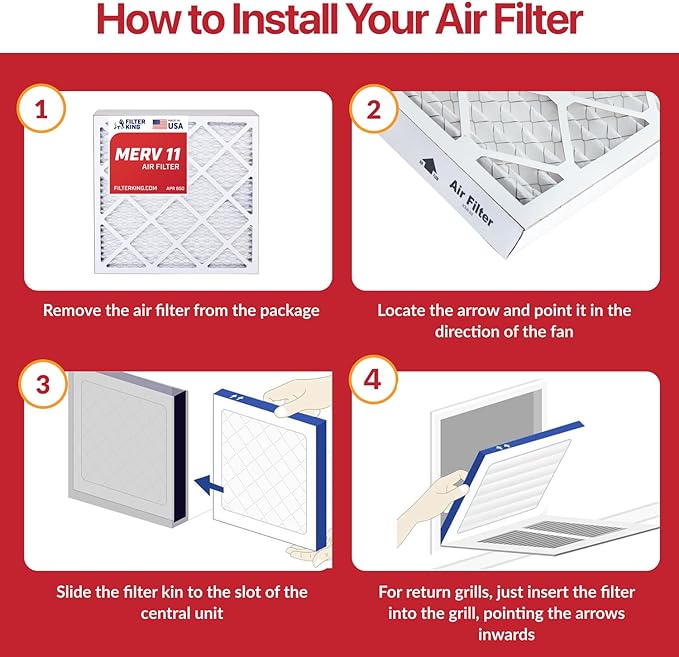 Filter King 16x20x1 Air Filter | 12-PACK | MERV 11 HVAC Pleated A/C Furnace Filters | MADE IN USA | Actual Size: 15.5 x 19.5 x .75"
