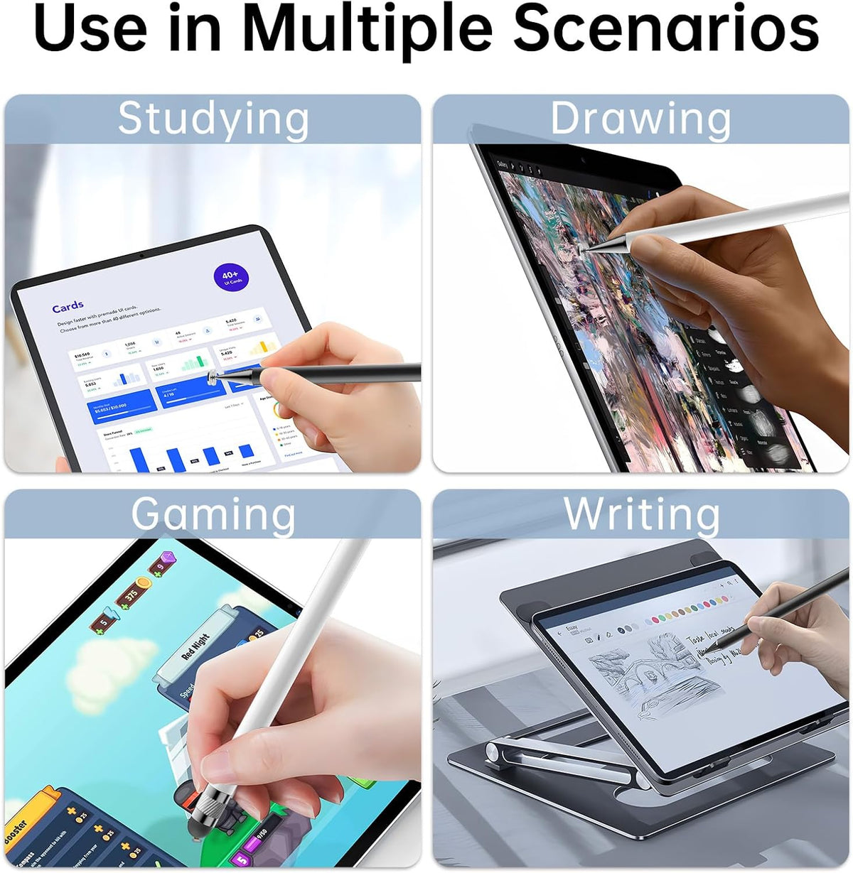 Bopomofo Stylus (10 Pcs), 2-in-1 Stylus Pen for Touchscreen, High Precision and Sensitivity, Suitable for iPhone/ipad/Android Tablets, Compatible with Touch Screens,Black/White