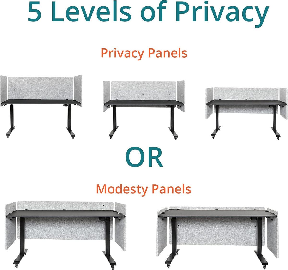 Stand Up Desk Store ReFocus Clamp-on Acoustic Desk Divider Privacy Panel That Reduces Noise and Visual Distractions (Cool Gray, 47.25" X 23.6")