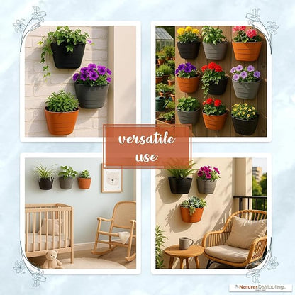 12 Inch Self-Watering Wall Planter for Indoor & Outdoor Use – Vertical Hanging Planter, BPA-Free, UV-Resistant – Perfect for Flowers, Herbs & Vegetables (Terracotta, with Plug)