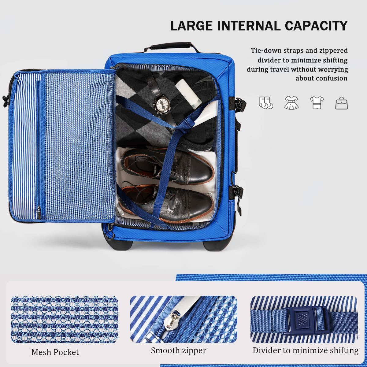 30'' Expandable Rolling Duffle Bag with Wheels,Expandable For Up to 15% More Space,Rolling Duffle Bag w/Handle,Carry on Luggage Travel Duffle Bags for Man Women#Blue