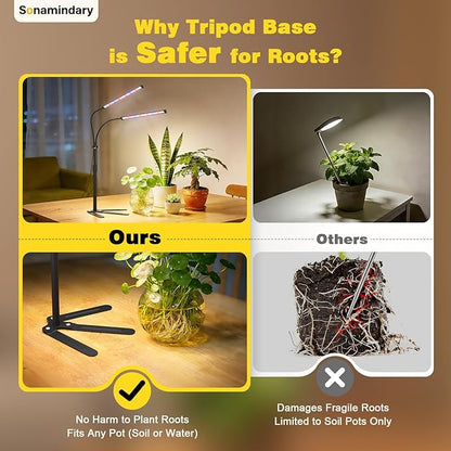 Grow Lights for Indoor Plants, 9V 5700K 120LEDs Full Spectrum Plant Lights for Indoor Growing, Height Adjustable 9.8-35'' with Stable 360° Flexible Arm, Auto 4/8/12H Timer, 5 Brightness Levels