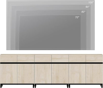 WAMPAT Modern TV Stand for TVs Up to 110 Inch, 3 in 1 Wood Entertainment Center